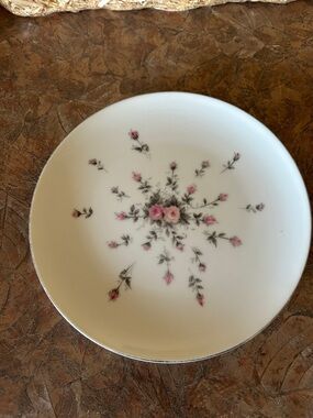 Harmony House Classic Fine White China Salad Plate with Pink Rose Floral Pattern